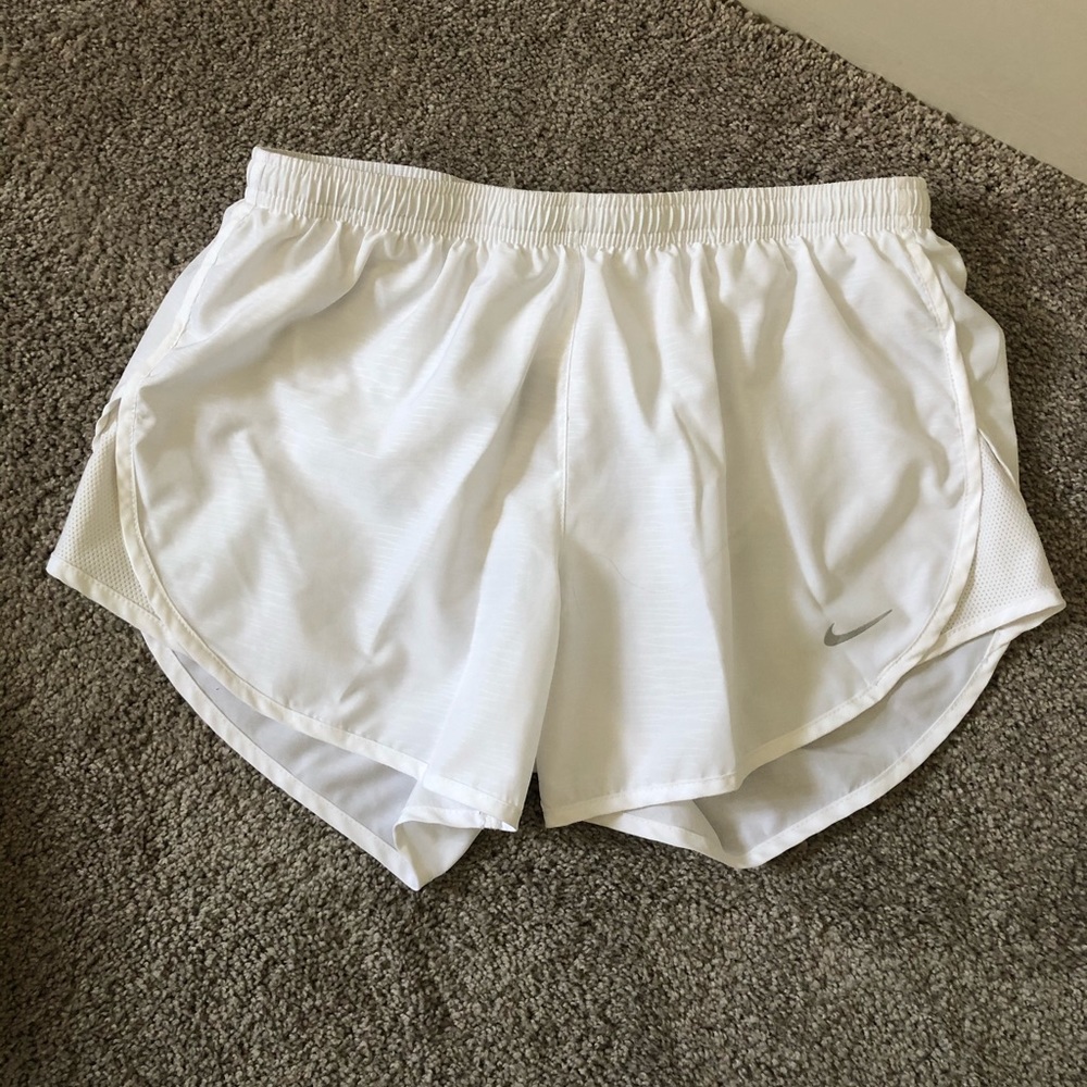 white nike running shorts